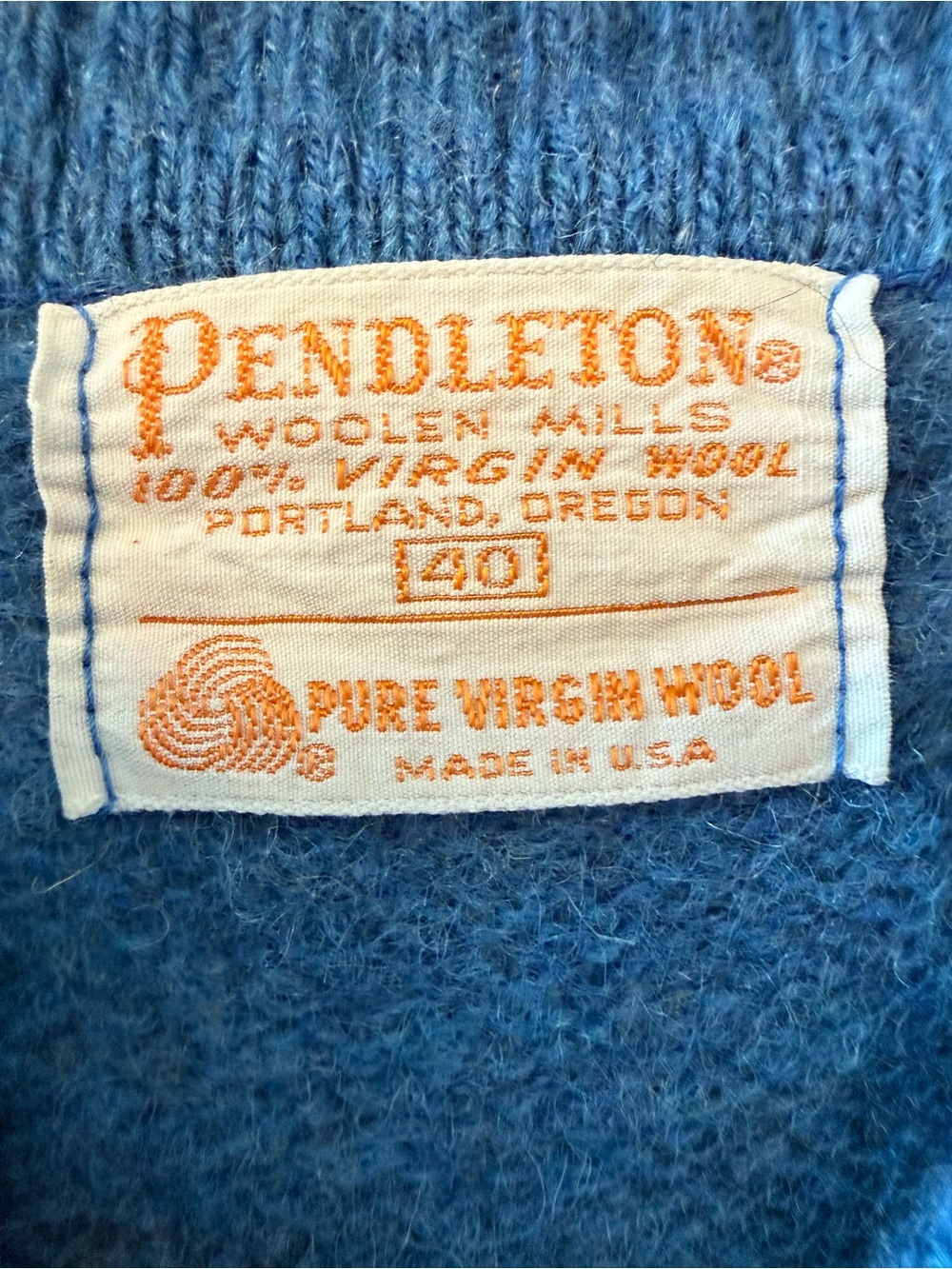 Vintage Pendleton Wool Cardigan Women’s Size 40 Blue Pink Buttons Made in USA - Picture 3 of 8